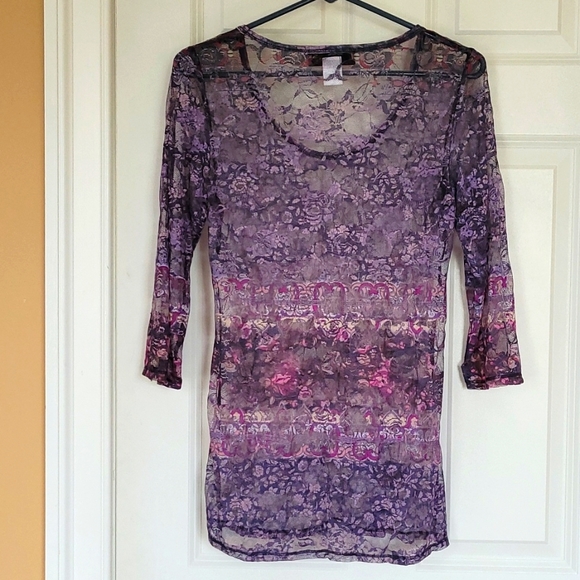 🍂 Primrose Lace Top Pyramid Collection Sheer Blouse - Picture 3 of 9